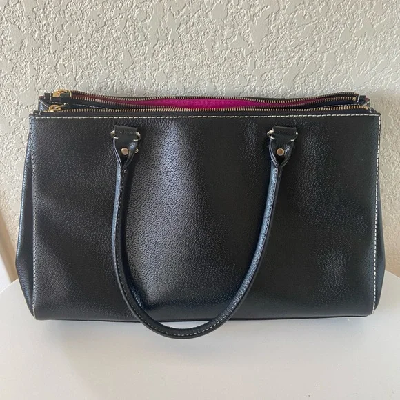 Kate Spade New York Black Leather Double Zip Tote - Picture 2 of 9